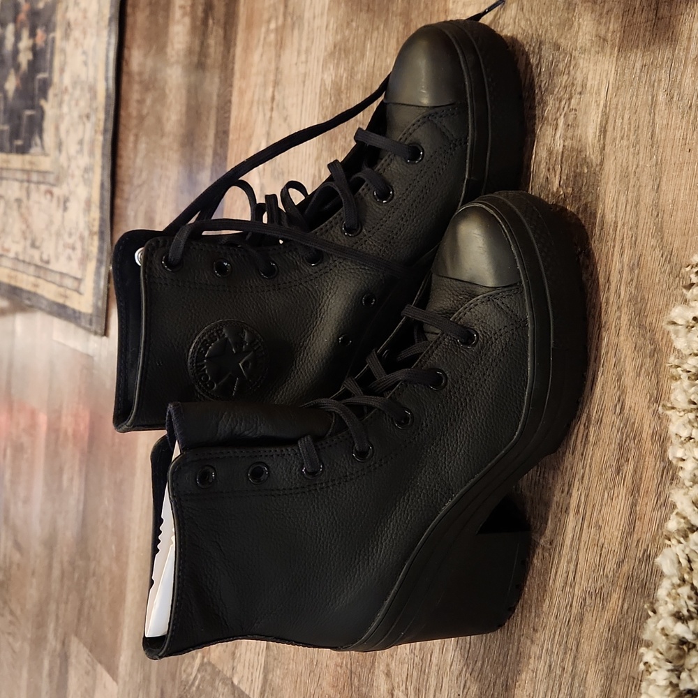 Black converse all star leather boot